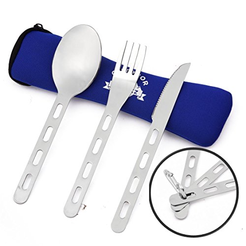 OUTDOOR FREAKZ Deluxe Outdoor Reisebesteck und Campingbesteck aus Edelstahl mit Neoprenhülle