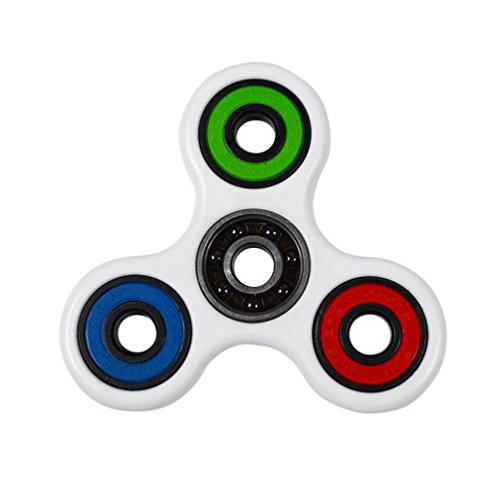 Tri fidget Hand Spinnner,Toy,Stress Reducer Ultra Durable High Speed Bearing Fidget Spinner Finger Toy Perfect For ADD/ADHD/Anxiety/Autism And Stress Relief Adult Children,Office Desk Gadget GLOW IN THE DARK(WHITE WITH MULTI)