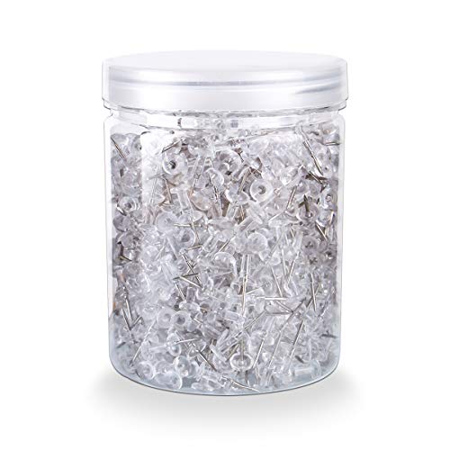 Pines de empuje 600 unidades, punta de acero transparente estándar y cabezal de plástico transparente para la oficina