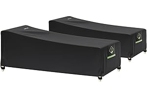 AWNIC Funda Protectora de 2 Piezas Tumbona de jardín, Funda para Tumbona de ratán, Impermeable 420D, 200 x 75 x 40/70 cm