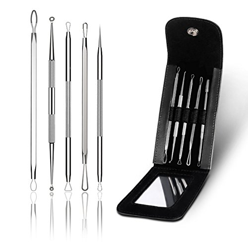 Blackhead Remover Blackhead extractor BESTOPE Blackhead Remover Pimple Acne Blackhead extractor, Best Hygienic Comedone Removal Kit for Blemish, Whitehead Popping, Zit Removing and Risk Free Nose Face Skin with Leather Case