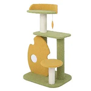 Cat Scratching Post, 30 Inch Multi-Level Cat Tower, Stable Climbing Tower for Indoor Cats, Hanging Plush Toy, Cozy Perches, Cat Teaser Stick, Easy to Assemble Cat Furniture