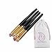 Start makers® 8 Piece Makeup Brushes - Wood Vegan Cosmetic Brushes -Professional Face & Eye Makeup Brush Set - Natural Make Up Brushes -Foundation Power Liquid Cream Makeup Tool & Start makers Pouch