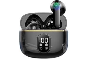 ROMSION Auricolari Bluetooth senza fili, cuffie Bluetooth 5.3 con 4 ENC Riduzione del Rumore Mic Schermo LED HiFi Audio Stereo 42H Durata Lettura IP6 Impermeabile Sport Auricolare Controllo Touch per