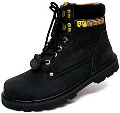 Women's Mens Martin Tooling Short Boots Climbing Couple Shoes New Leisure Non-slip Lace Yellow Genuine Leather Scrub Fall Winter Work Outdoor, Black, EUR 40/UK 7