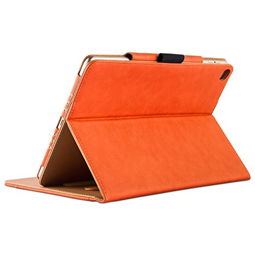 iPad Air, Air 2 & iPad 9.7″ 2017 Hülle – JAMMYLIZARD Ledertasche Smart Cover mit Standfuktion für iPad Air (5. & 6. Generation) & iPad 9.7″ 2017, ORANGE & HONIG, [MIT STIFT-HALTER] - 4