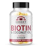 Biotin and Coconut Oil 10,000 mcg softgels, 1 YEAR SUPPLY, UK MANUFACTURED by Cheeky Nutrition