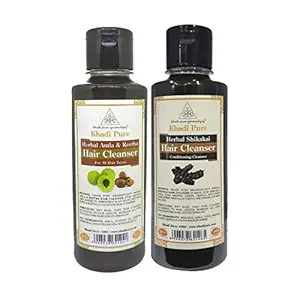 Khadi Pure Amla Reetha & Shikakai Shampoo/Hair Cleanser, 210 ml (Pack of 2)