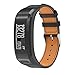 Price comparison product image Dinglong Leather Bands Compatible for Garmin VIVOsmart HR Band, Fits for 160mm-205mm Wrist, Genuine Leather Strap Wristband Replacement for Women Men (Black)