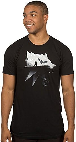 The Witcher 3 Wolf Silhouette Men's Short Sleeve Black Tee Shirt(Medium)