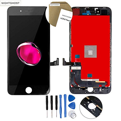 NightGhost para iPhone 7 iPhone 7 Plus Pantalla LCD táctil Pantalla de reemplazo Digitalizador Asamblea con iPhone Herramientas de reparación de Pantalla táctil (7 Black)