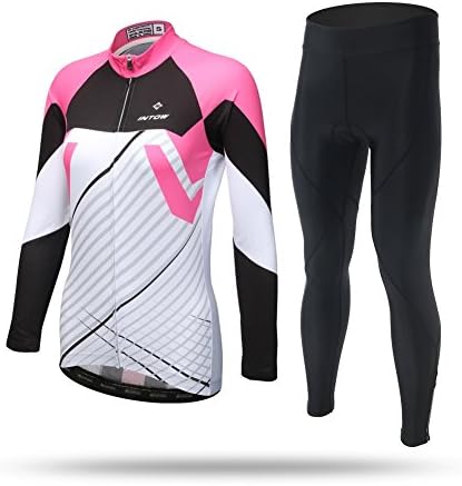 TeyxoCo Women's Ocean Pink Long Sleeve Cycling Gel Pad Jersey Set XXXL