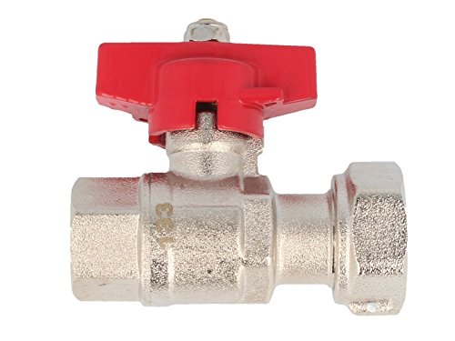 tecuro Messing-Kugelhahn 3/4″ Überwurfmutter x 1/2″ Innengewinde Flügelgriff rot - 2