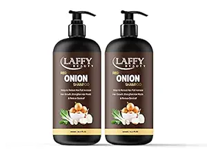 LAFFY Onion Shampoo With Red Onion Seed Oil Extract, Black Seed Oil & Pro-Vitamin B5 - No Parabens, Sulphates, Silicones, | 300ml Pack | Pack Of 2