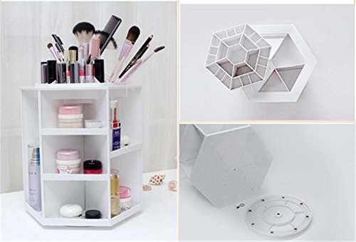 Bestland 360 Grad drehbar Make Up Organizer Sortierkasten Kosmetik Ständer Aufbewahrungbox (Weiß) - 4