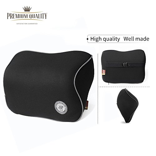 FMS Auto Nackenkissen Kopfkissen, Memory-Schaum Autokissen und zervikales Kissen mit entfernbarer Abdeckung für Autositz (Schwarz) - 7