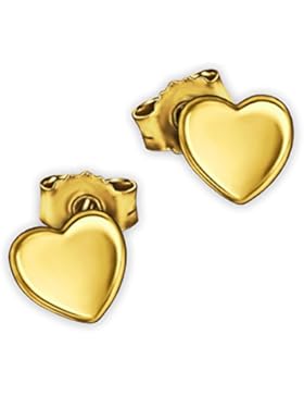 CLEVER SCHMUCK Goldene kleine Ohrstecker Mini Herz 5 mm leicht gewölbt und glänzend 333 Gold 8 Karat