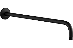 KATEZON Shower Arm with Flange, Made of 304 Stainless Steel, 20 Inch Shower Head Extension Extender Pipe Arm, Wall-Mounted for Fixed Bathroom Shower Head (Matte Black)