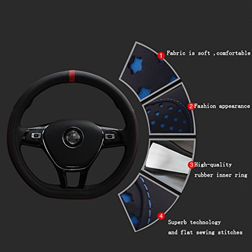 ZATOOTO En Cuir Couverture De Volant de Voiture Antidérapant Fit 38 cm D Shap