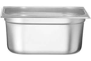 HENDI Contenitore Gastronorm, GN 1/2, resistenza termica -40 °C a 300 °C, compatibile con i forni a convezione, frigoriferi, bagno María, chafing dishes, 9.5L, 325x265x(H)150mm, acciaio inox