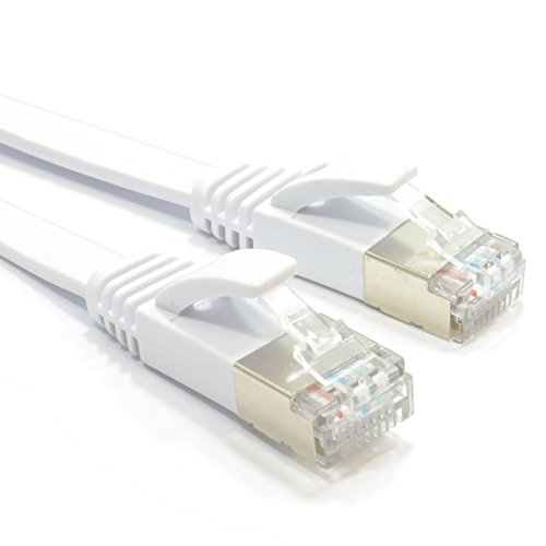 Flach CAT6A s STP Abgeschirmtes 500MHz Ethernet LAN Kabel RJ45 4 m Weiß