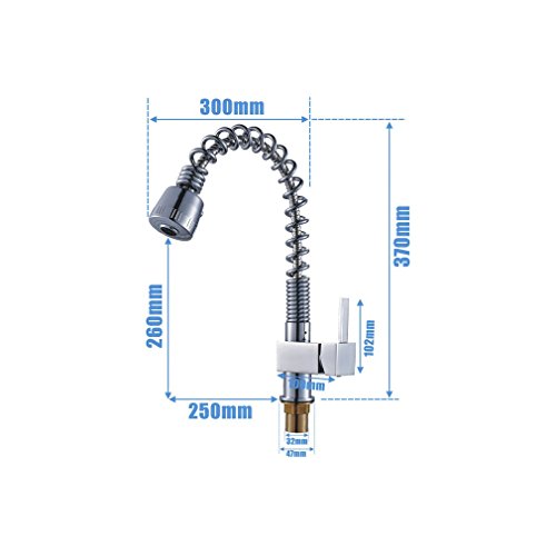 Auralum® Spültischarmatur mit herausziehbarem Brausekopf / Ausziehbare Schlauchbrause / Wasserhahn Profi Küchenarmatur Waschbecken - 6