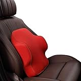 Taille voiture mousse à mémoire de siège de voiture Coussin lombaire Pad Support lombaire pour soulager la fatigue,Rouge
