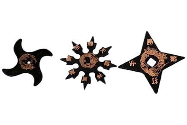 Playwell Martial Arts Childrens Black Rubber Training Ninja Stars (Set of 3)