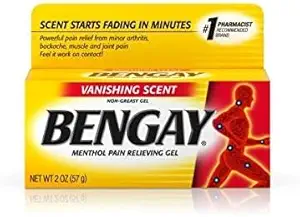 Bengay Vanishing Scent, Menthol Pain Relieving Gel, Non-Greasy, 2 Ounce 57g