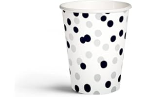 PAW Gobelets en Papier Jetables (250 ml) I 10 Pièces I Fabriqués à Partir de Matières Premières 100% Biodégradables I Décoration de table, confettis, argent. Parfait pour une fête d'anniversaire.