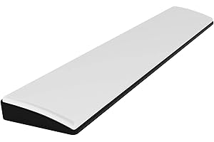 AJAZZ Ergonomic Wrist Rest for 104 Keys Full-sized Keyboard Anti-Slip Rubber Feet Memory Foam Wrist Cushion Support for Computer Laptop Hours of Comfortable Typing Working Gaming 16.9 * 2.8 * 0.8in (White)