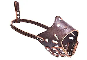 SRI Dog Muzzles Breathable Safety Mask for Biting and Barking, Brown (Medium)