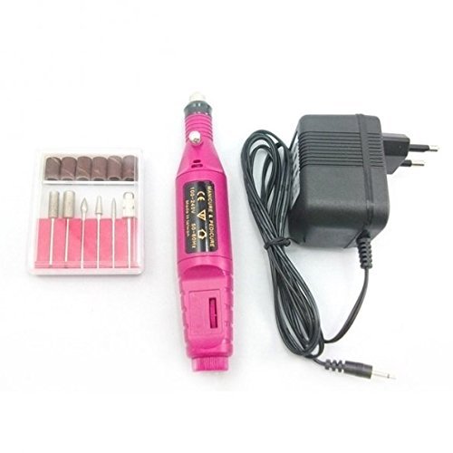 SainSonic Elektrisch Nagelfräser Fräser Nagelfeile Maniküre Set Plus 6BITs EU Stecker CE Rosa