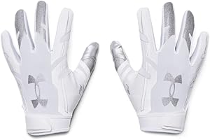 ‎UNDER ARMOUR Under Armour Men's F8 Football Gloves , White (100)/Metallic Silver , X-Large