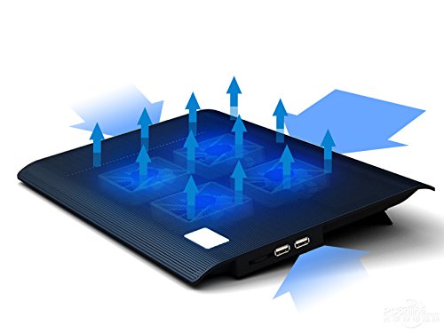 LS Premium Notebook Kühler LS-L112A | Laptop Cooling Pad Ständer| 4x Lüfter / Fan | mit 2 x USB HUB und blauer LED | 10″-15″ Zoll - 3