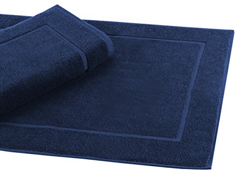Betz Badvorleger Größe 50x70 cm 100% Baumwolle Badematte Badteppich Duschvorlage Premium Qualität 650 g/m² Farbe Dunkel-Blau