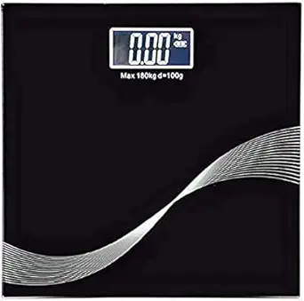 U UZAN Electronic Thick Tempered Glass With LCD Display Digital Personal Bathroom Weighting Scale for Human Body Pack of 1 (Square-Shape)