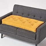 HOMESCAPES Coussin rehausseur pour Canapé 2 Places, Coussin pour Palette ou Matelas de Sol en Coton, Jaune Moutarde, 100 x 48 x 10 cm