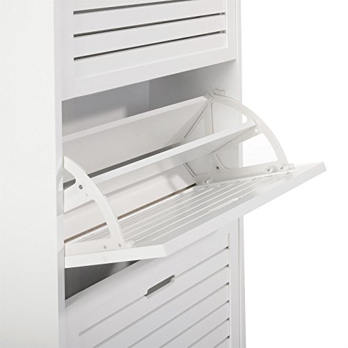 Schuhkipper Schuhschrank ADRIA, in weiß, 4 Klappen mit Schuhfach in Doppelreihe - 5