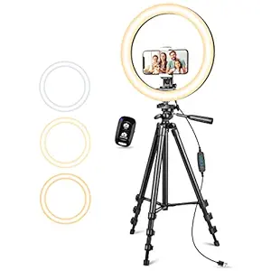 Aureday Upgraded 12?? Ring Light with Stand and Phone Holder, Dimmable Led Phone Ringlight for Photography/Selfie/Video Recording/Makeup/Live Stream