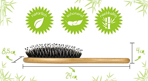 Haarbürste mit Wildschweinborsten ✮ Haarbürste aus natürlichem Bambus-Holz für kräftige und natürlich-schöne Haare für Frauen, Männer und Kinder ✮ Beste Holz-Haarbürste mit Misch-Borsten für Kopf-Massage ohne Ziepen ✮ Haarbürste mit Wildschweinborsten zum Entwirren und zur schonenden Haar-Pflege - 3