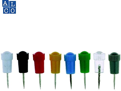 Stoßnadeln, rot, Nadellänge 10 mm Stoßnadeln, rot, Länge gesamt 23 mm, Nadellänge 10 mm, Kopf-Ø 7 mm, Plastikschaft, Dose mit 25 Stück