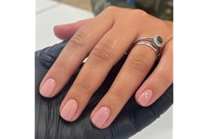 MOUYOUGLOW Unghie Finte Corte 24Pcs Mouyou,Ovale Squadrata Pink Press on Nails con Colla,Tinta Unita Rosa Acryl Fake Nails