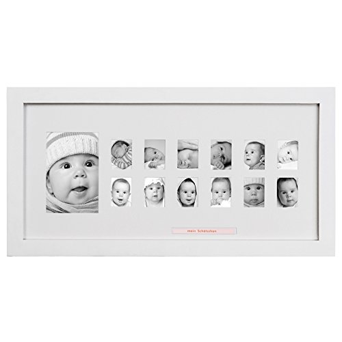 Jago Bilderrahmen in Schwarz oder Weiß für 1 großes und 12 kleine Fotos aus Paulownia-Holz Mein erstes Jahr Baby im 1er/2er/4er/5er/6er-Set - 3