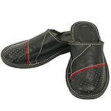Futter- und Decksohle: Leder DF-SOFT Herren Herrenpantoffel Pantoffel Hausschuhe Haus Schuhe Leder Pantoffel Lederpantoffel Pantoletten Schlappen Modell 138 (44 EU)