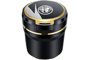 AGYF Posacenere per Auto Alfa Romeo Giulia Stelvio, Portatile, Rimovibile Facile da Pulire, Grande Capacità, Gold-Middle