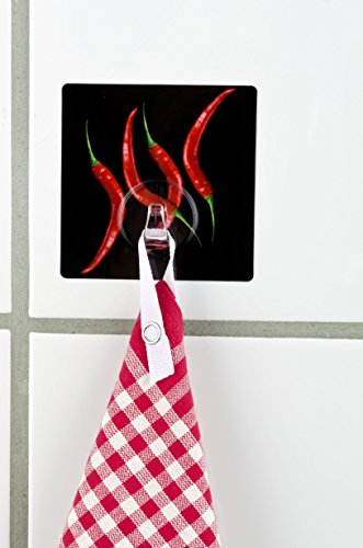 WENKO 4369500100 Static-Loc Wandhaken Uno Hot Peperoni – Befestigen ohne bohren, Kunststoff, Mehrfarbig - 4