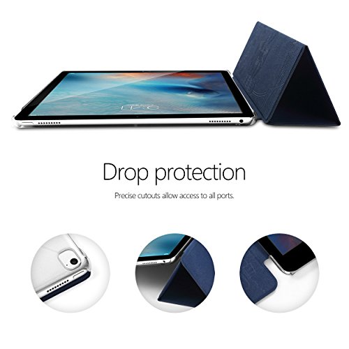 Poetic Slimline iPad Pro 12,9 Schlank Passen Tri-fold Cover Folio Stehhülle mit Automatische Schlaf / Wach-Funktion für Apple iPad Pro 12,9 (2017) Marineblau - 5