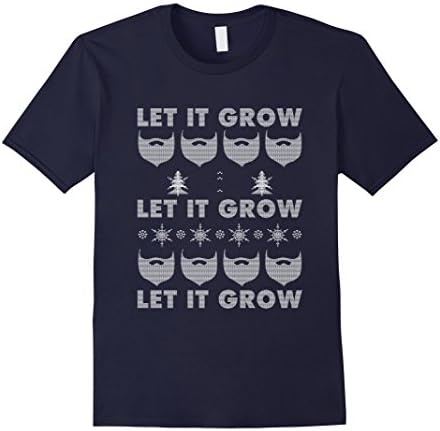 Men's Let It Grow Funny Christmas Beard T-shirts XL Navy