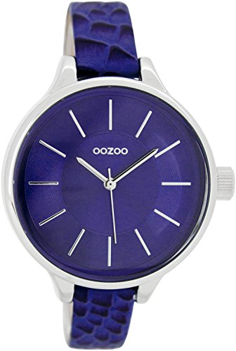 Oozoo Damenuhr mit Lederband 41 MM Blauviolett/Blauviolett C7548